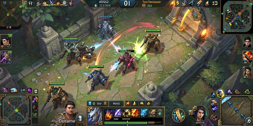 Tampilan gameplay seru dari ADG62 dalam pertarungan tim MOBA.