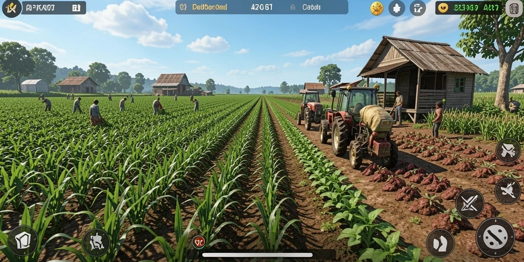 Tampilan menarik dalam gameplay AFK77 yang menunjukkan aktivitas pertanian.