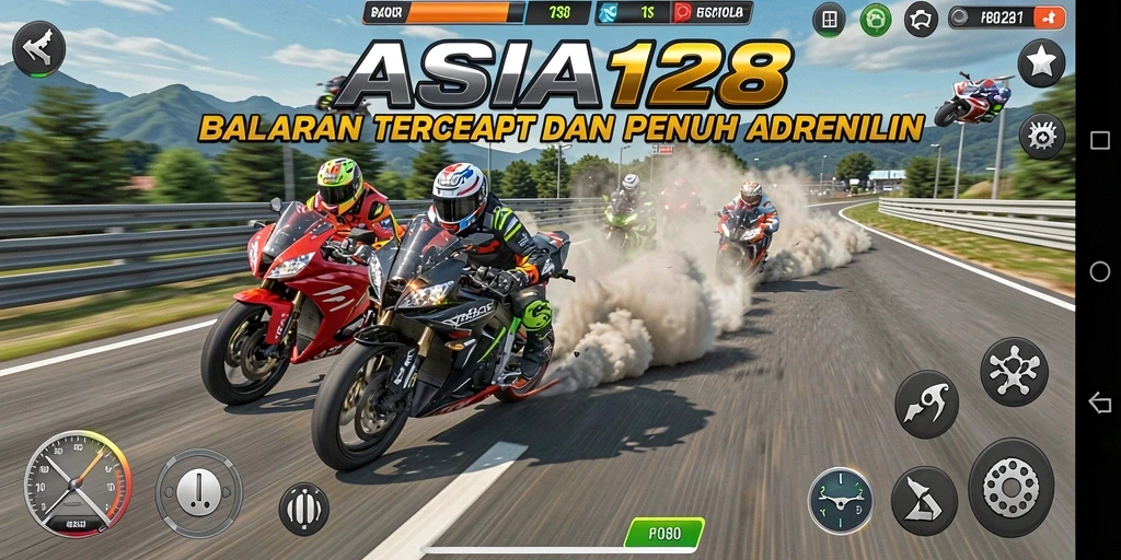 Gameplay balapan motor yang seru dan adiktif di ASIA128.