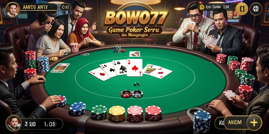 Tampilan gameplay seru dalam aplikasi Poker BOWO77.