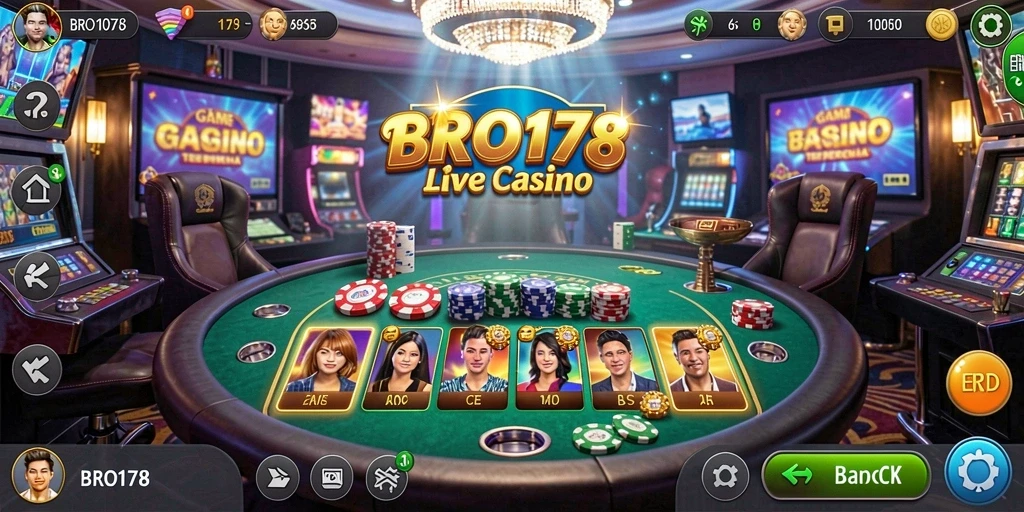 Tampilan gameplay Live Casino BRO178 yang menarik dan interaktif.