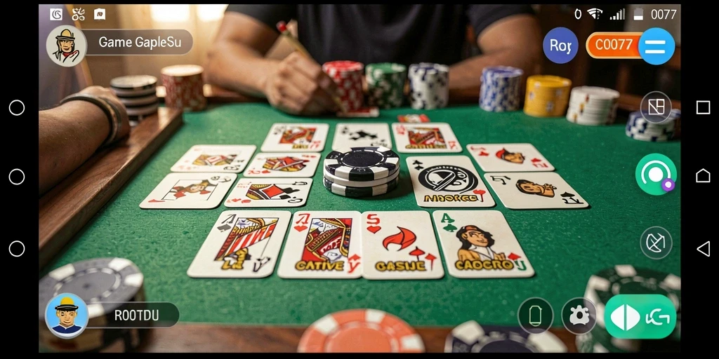 Tampilan gameplay Gaple di C0077 yang menarik dan interaktif.