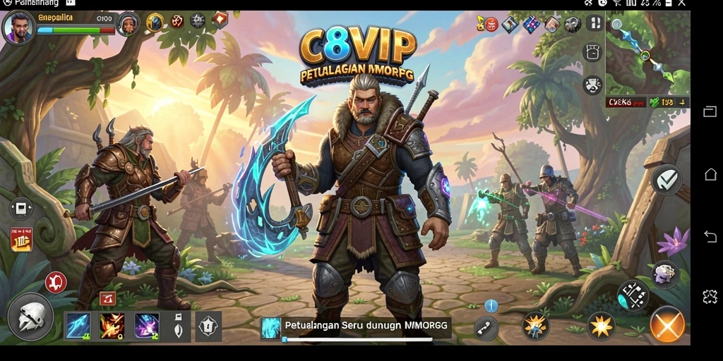 Tangkapan layar gameplay C8VIP menunjukkan aksi seru dalam pertempuran MMORPG.
