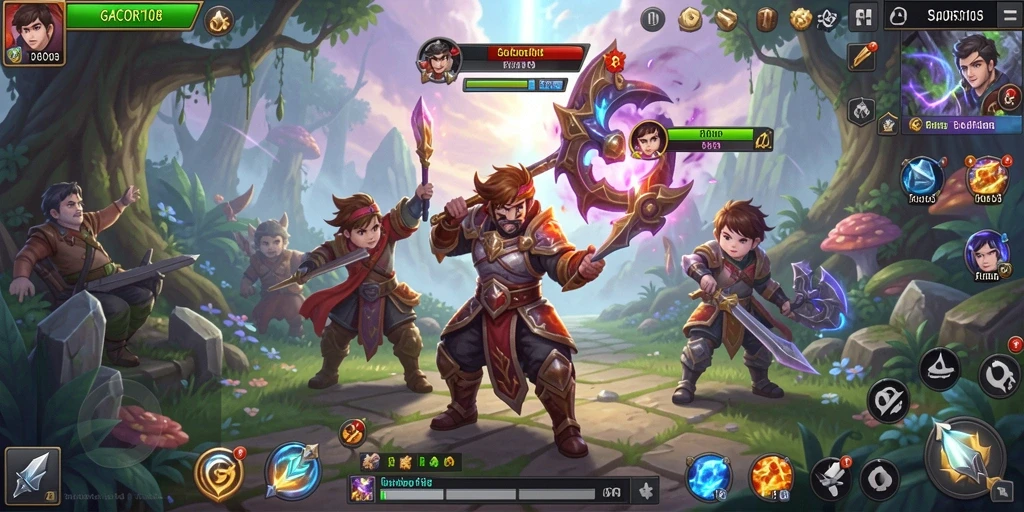 Screenshot memperlihatkan aksi gameplay seru dalam GACOR108 ARPG.