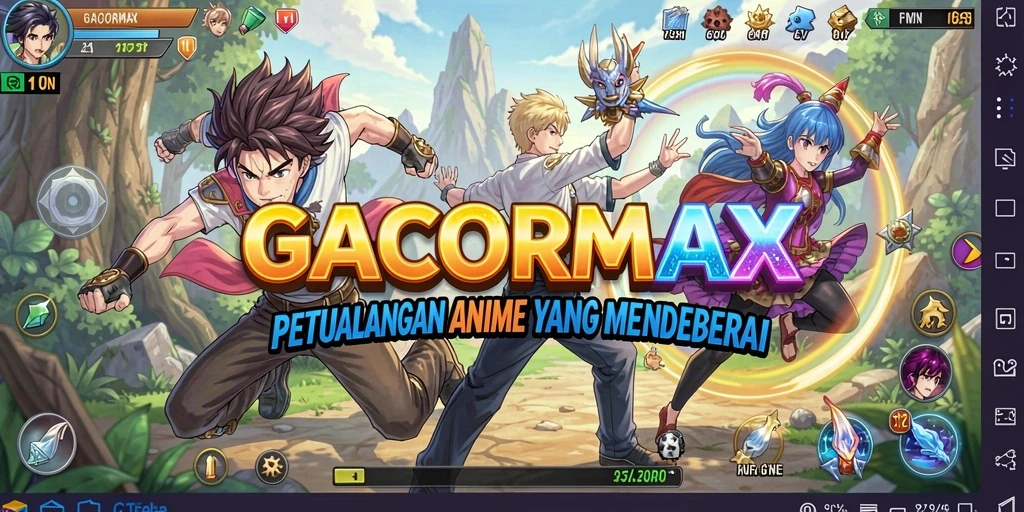 Gameplay GACORMAX menampilkan karakter Anime yang dinamis dan aksi mendebarkan.