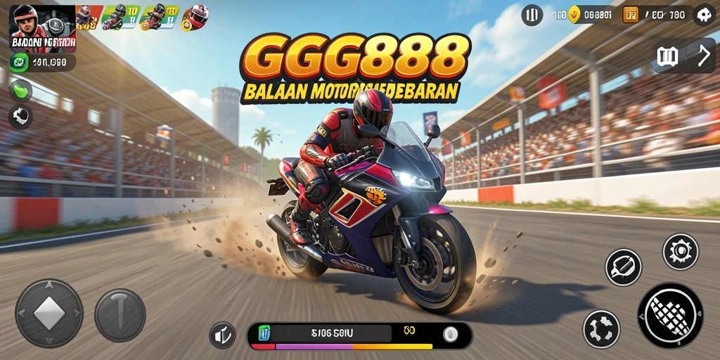 Gameplay seru GGG888 dengan balapan motor yang menegangkan.