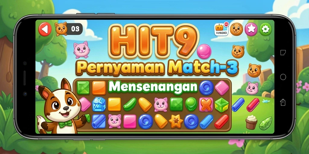 Tampilan gameplay seru dari HIT9 dalam aksi Match-3.