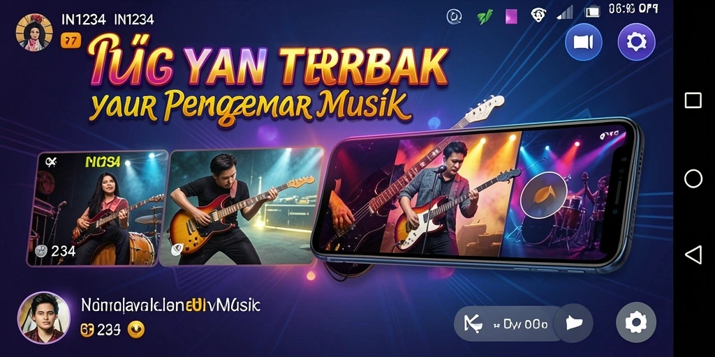 Tangkapan layar IN1234 menampilkan gameplay menarik dengan berbagai lagu dan fitur interaktif.