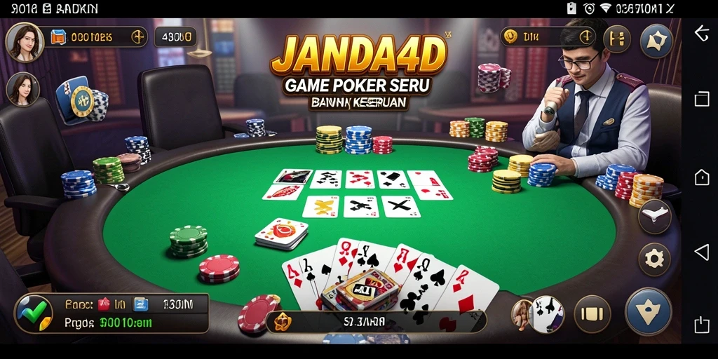 Screenshot gameplay Poker di JANDA4D, menampilkan keseruan permainan.