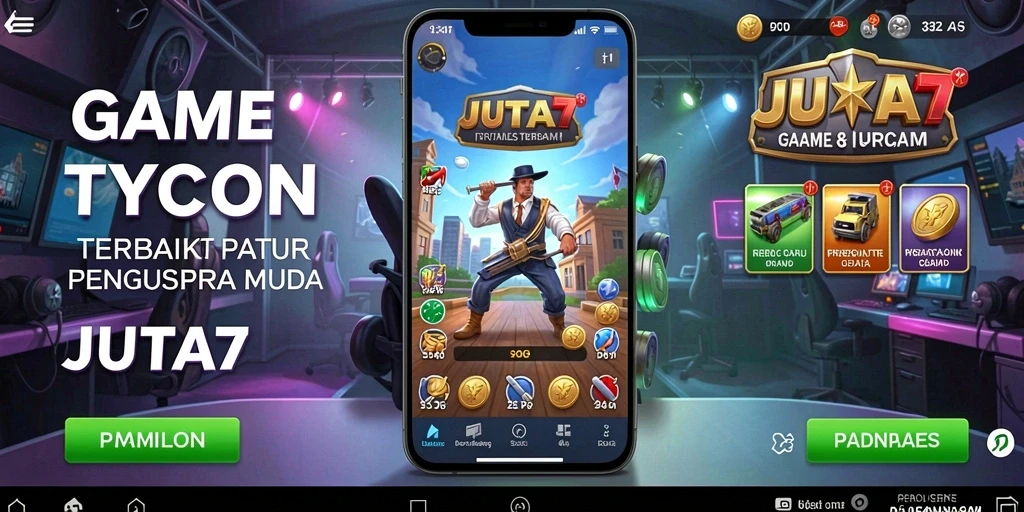 Screenshot utama JUTA7 menampilkan keseruan gameplay Tycoon.