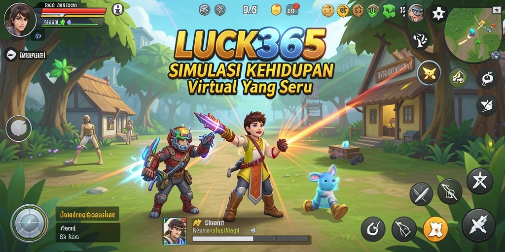 Tampilan gameplay <strong>LUCK365</strong> dengan karakter dan aktivitas menarik dalam simulasi.