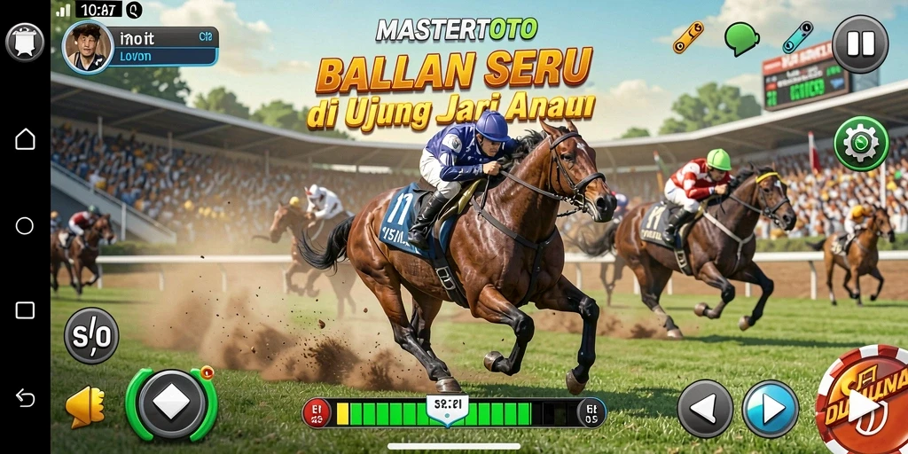 Gameplay balapan MASTERTOTO yang seru dan mendebarkan.