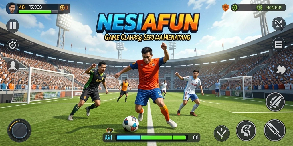 Tampilan gameplay seru dalam NESIAFUN yang penuh aksi olahraga.