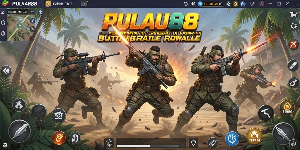 Gameplay intens PULAU88 dalam pertempuran Battle Royale.