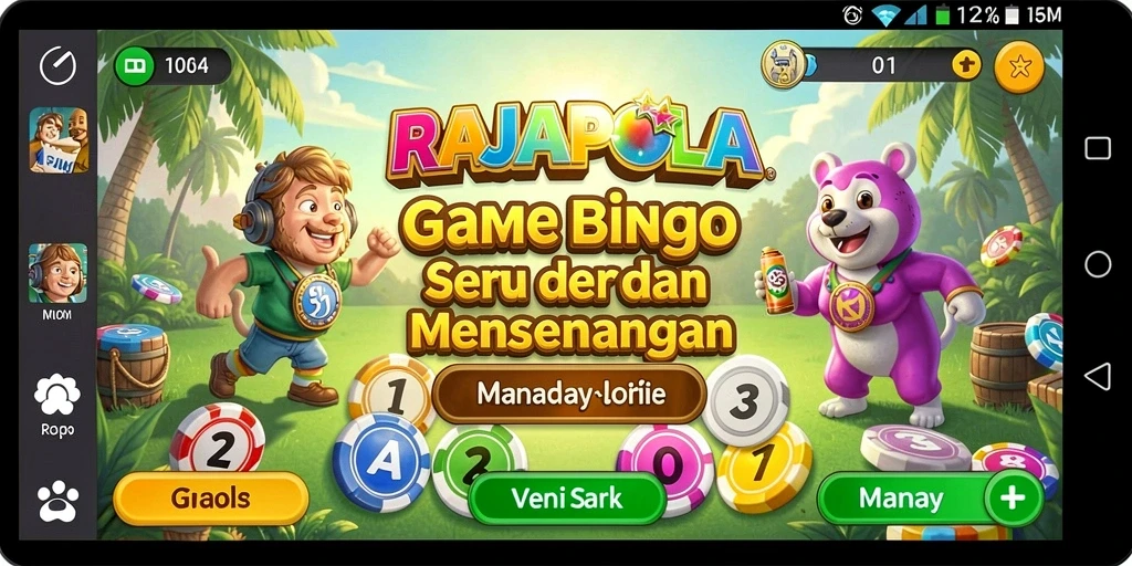 Screenshot gameplay RAJAPOLA menampilkan keseruan permainan bingo yang menawan.