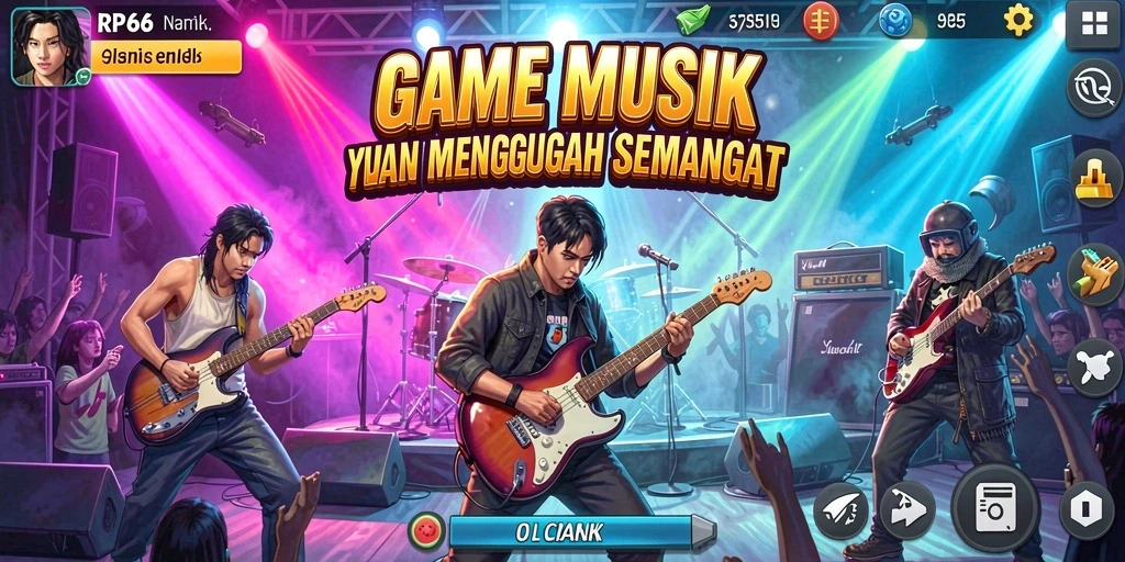 Tampilan gameplay RP66 yang penuh warna dengan berbagai pilihan lagu.