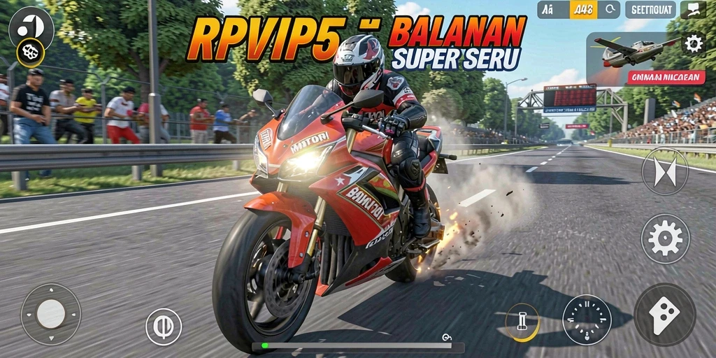 Gameplay seru balapan motor di RPVIP5 dengan aksi dramatis.