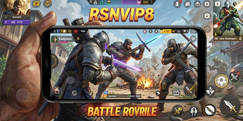 Screenshot gameplay RSNVIP8 menampilkan intensitas pertarungan Battle Royale.