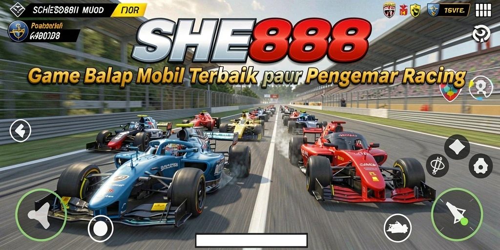 Tampilan gameplay balapan yang seru dan mendebarkan dari SHE888.