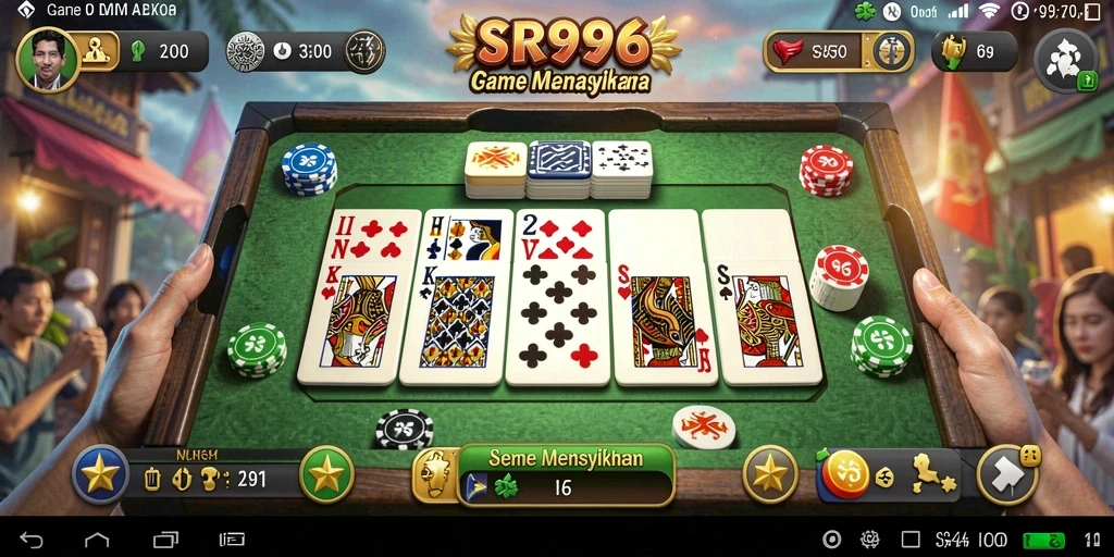 Menampilkan gameplay seru dalam permainan Domino SR996.