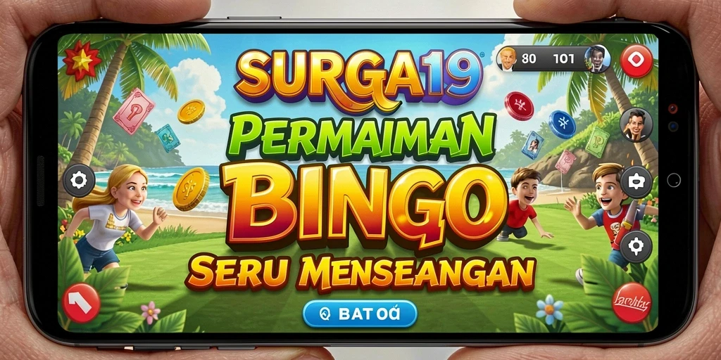 Tampilan gameplay seru dari SURGA19 dengan suasana Bingo yang menyenangkan.