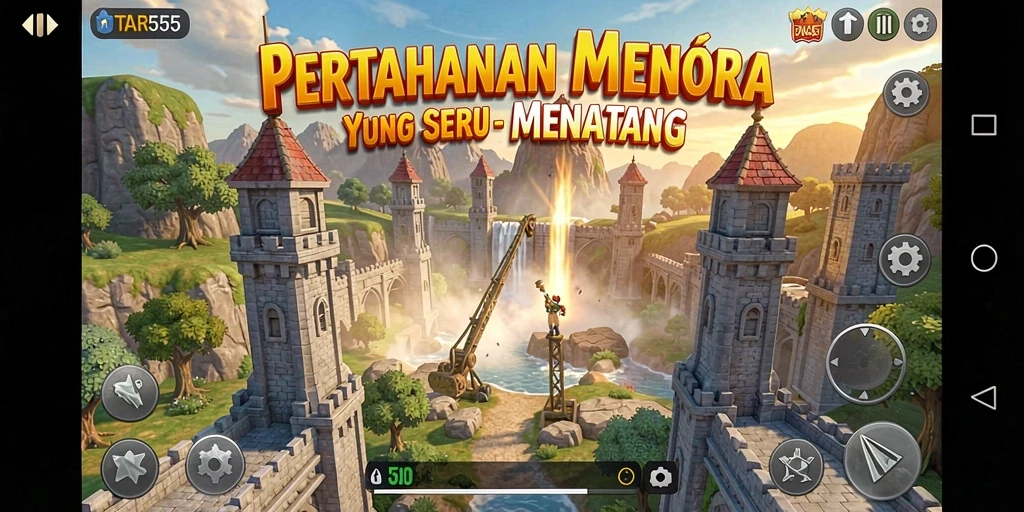 Screenshot gameplay TAR555 menampilkan aksi seru Tower Defense yang mendebarkan.