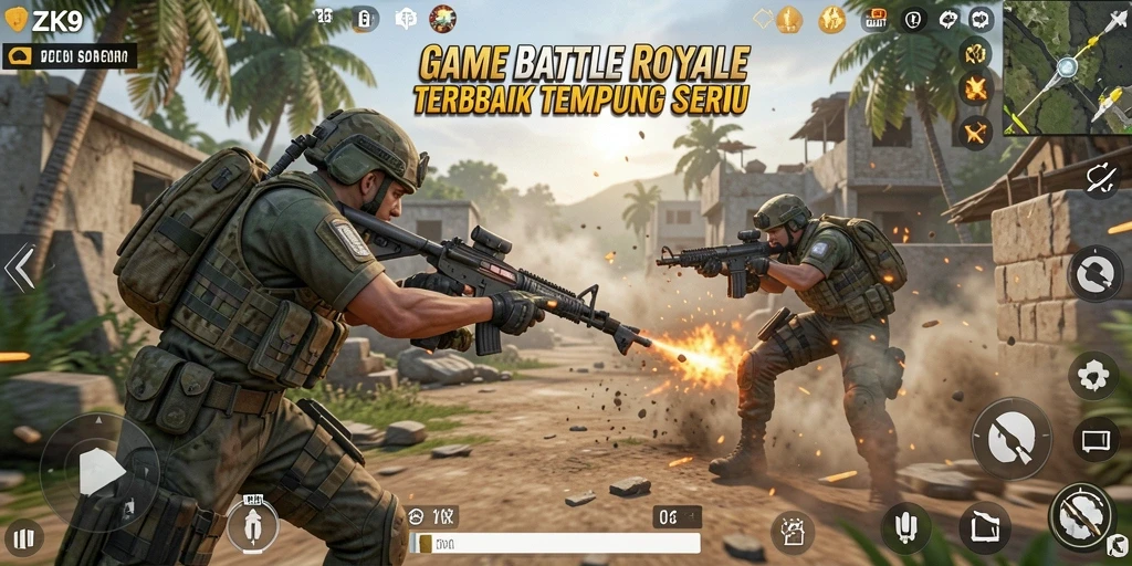 Tangkapan layar ZK9 menampilkan aksi seru dalam pertarungan Battle Royale.